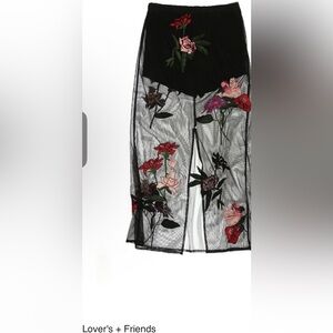 Floral Embroidered Black Skirt Lovers and Friends Revolve Sheet bottom Small